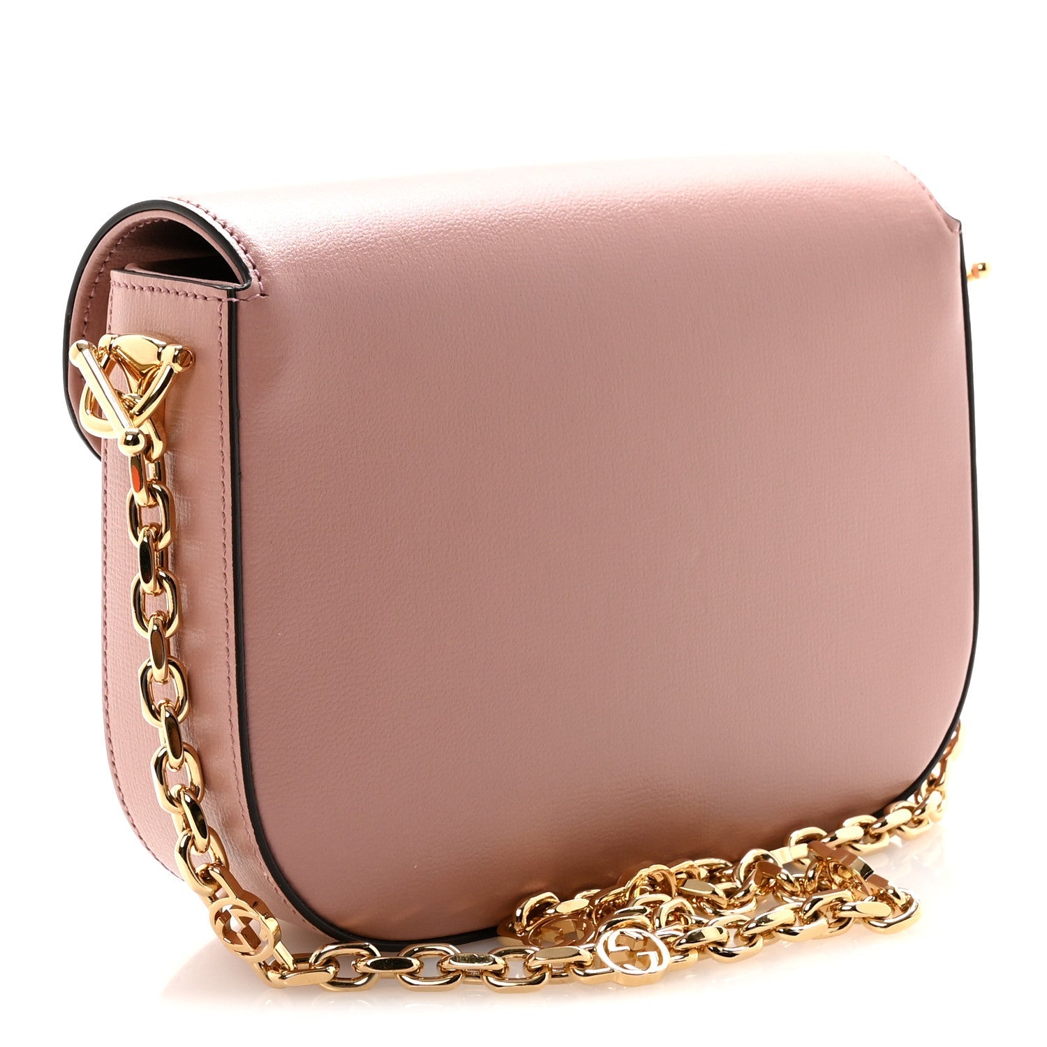 Gucci Azalea Calfskin Crystal GG Monogram Mini Horsebit 1955 Shoulder Bag Pink
