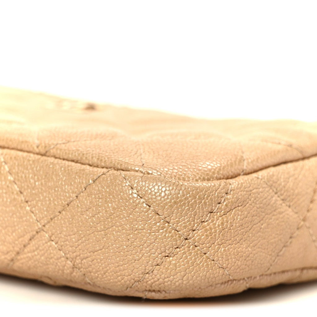 Chanel Metallic Caviar Quilted Small Clutch With Chain Gold