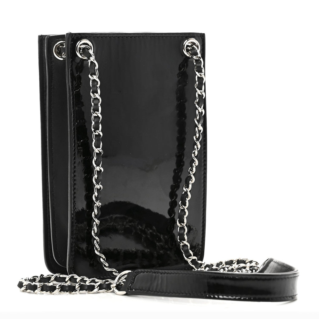 Patent CC Phone Holder Crossbody Black