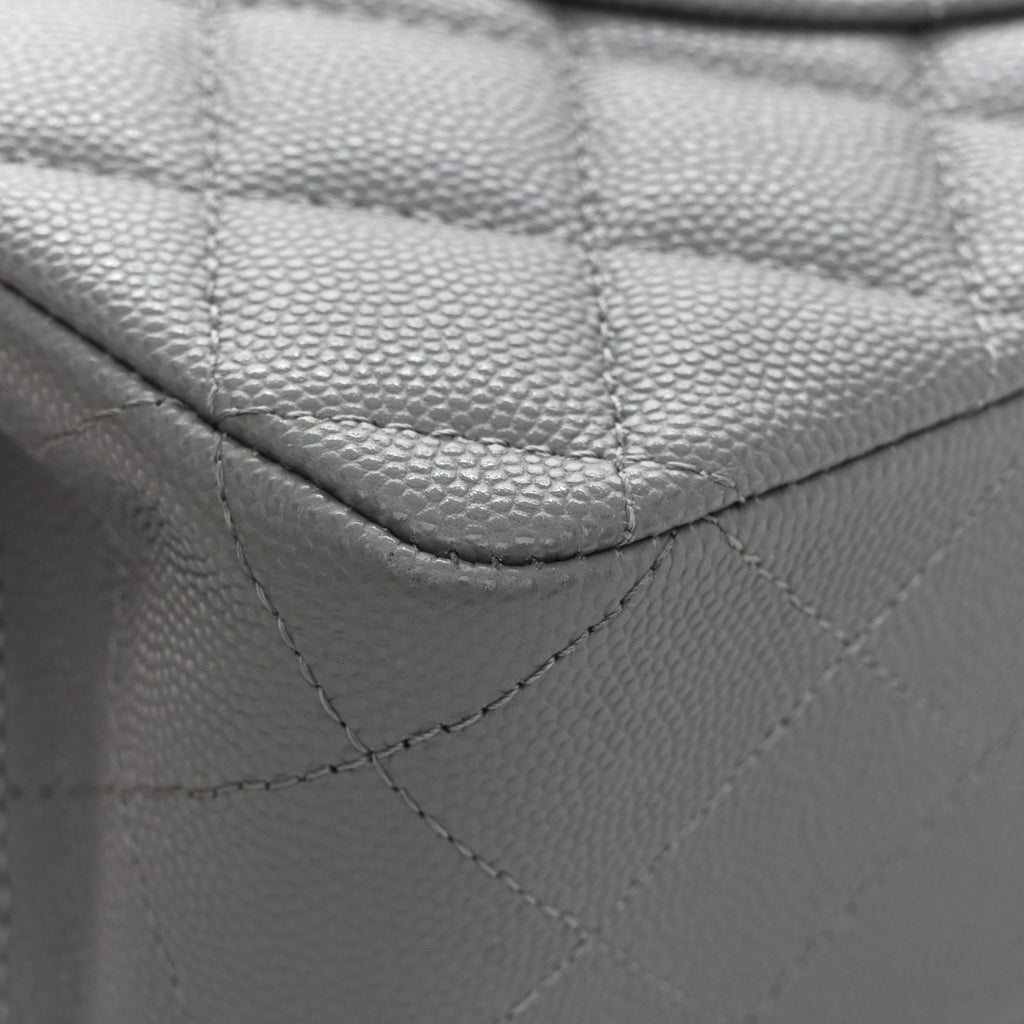Chanel Caviar Quilted Medium Double Flap Grey