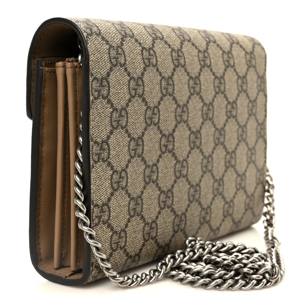 Gucci GG Supreme Monogram Mini Dionysus Chain Wallet Beige Taupe