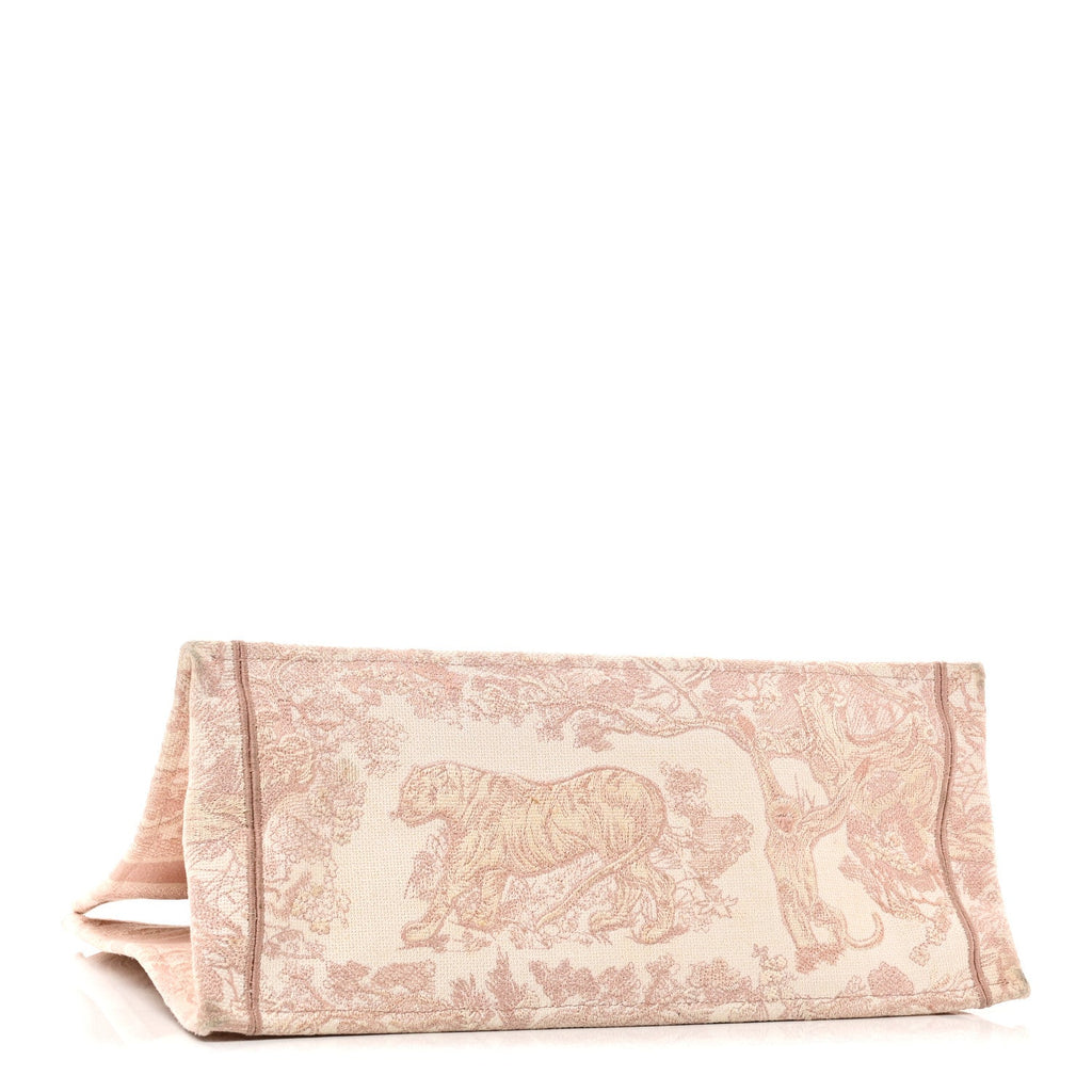 Christian Dior Canvas Toile De Jouy Embroidered Large Book Tote Pink