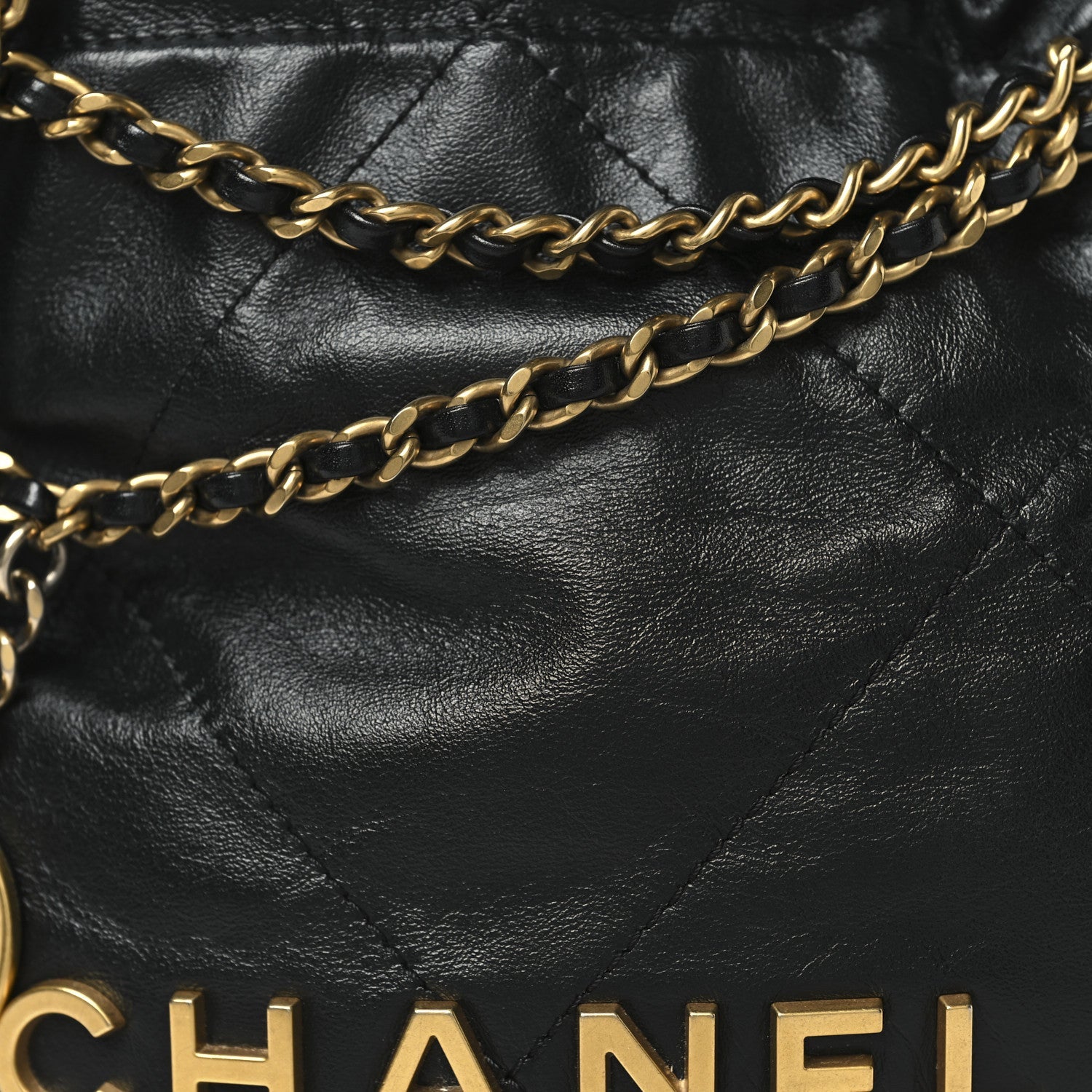 Chanel Shiny Calfskin Quilted Mini Chanel 22 Black