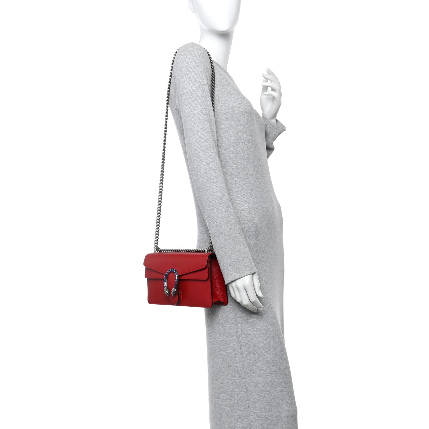 Gucci Dollar Calfskin Enamel Dionysus Shoulder Bag Hibiscus Red Electric Blue