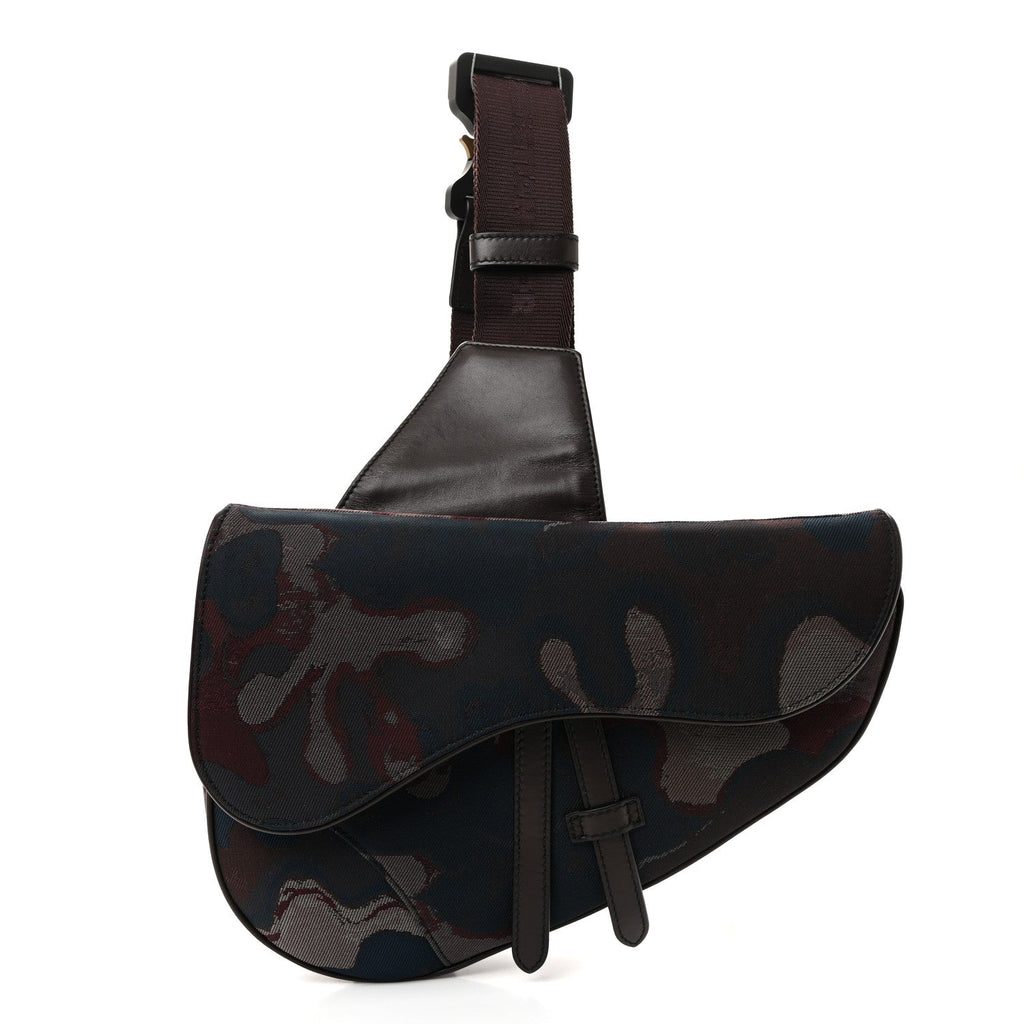 Christian Dior X PETER DOIG Denim Camouflage Saddle Bag Brown