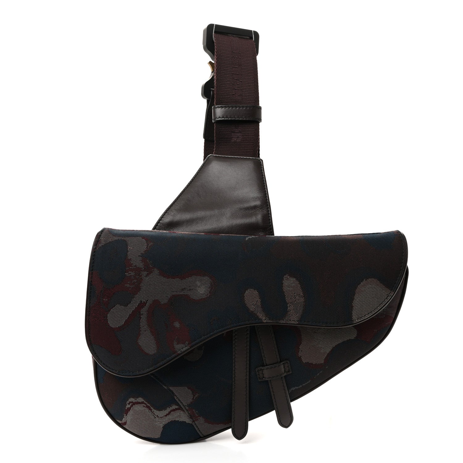 Christian Dior X PETER DOIG Denim Camouflage Saddle Bag Brown
