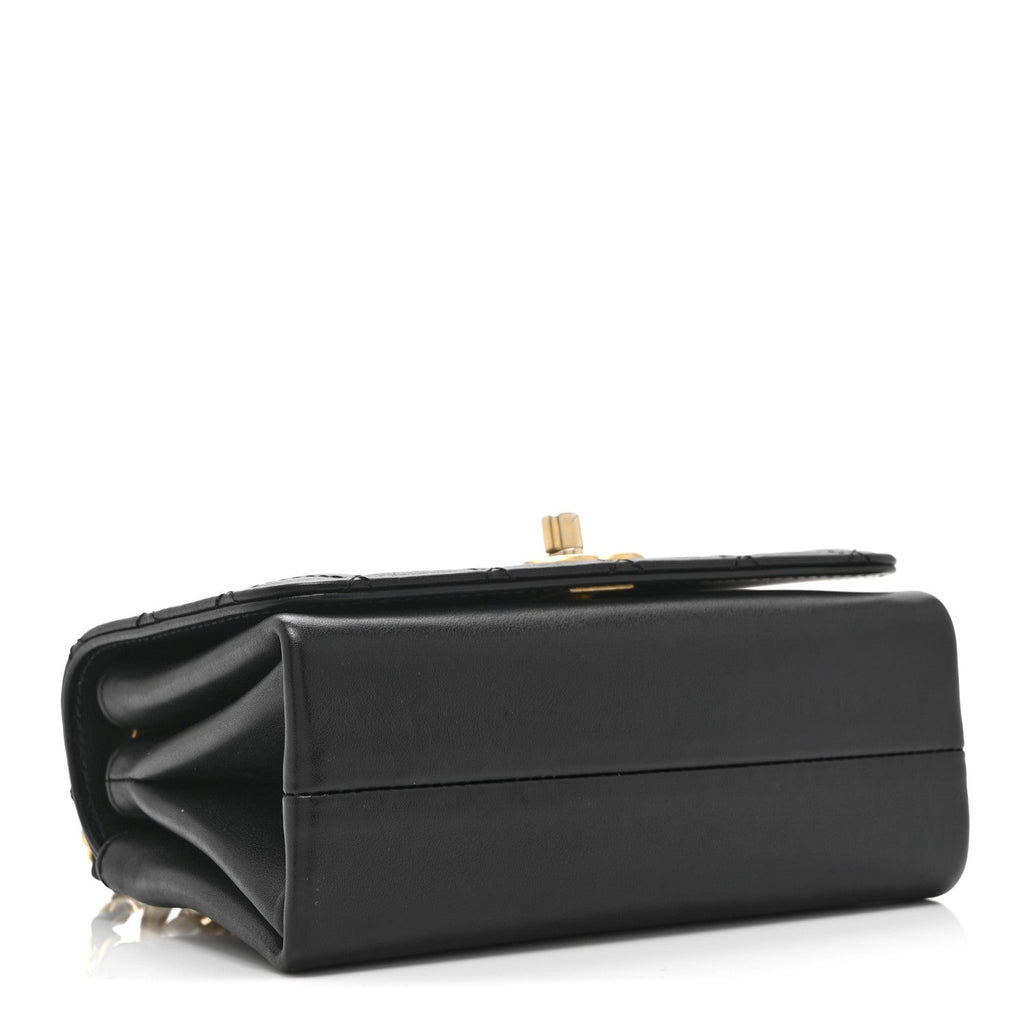 Chanel Calfskin Quilted Pearl Jewel Chain Flap Black