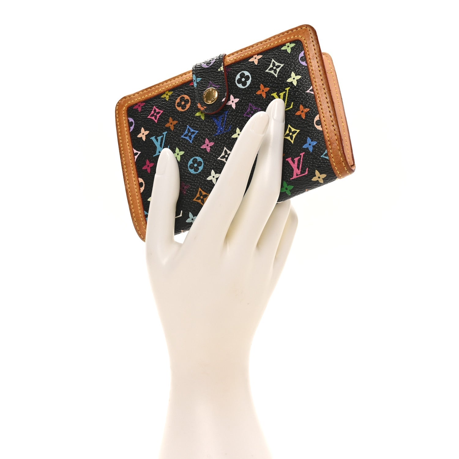 Louis Vuitton Monogram Multicolor French Purse Wallet Black