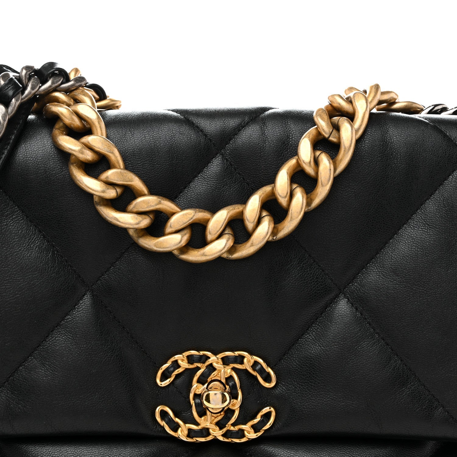 Chanel Lambskin Quilted Large Chanel 19 Flap Black