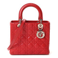 Christian Dior Lambskin Cannage Medium Lady Dior Red