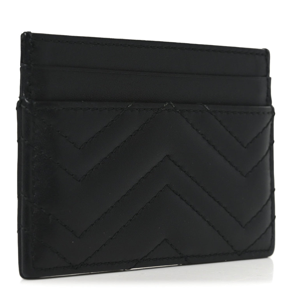 Gucci Calfskin Matelasse GG Marmont Card Holder Black