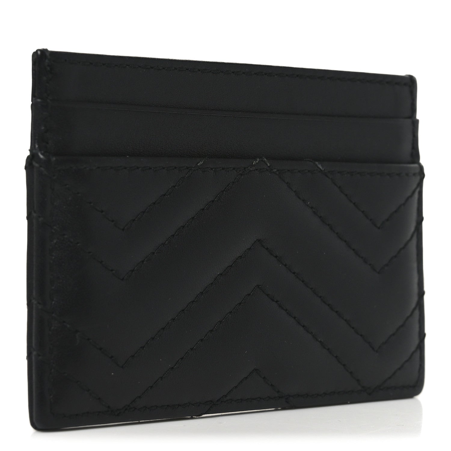 Gucci Calfskin Matelasse GG Marmont Card Holder Black