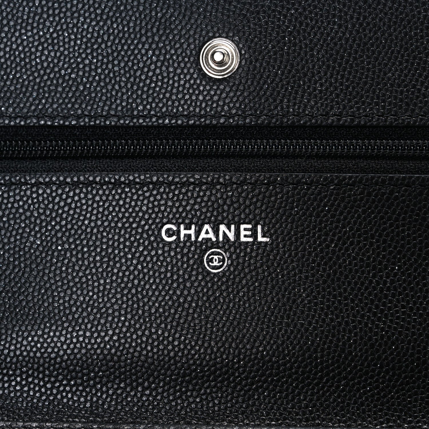 Chanel Iridescent Caviar Quilted Wallet on Chain WOC Black