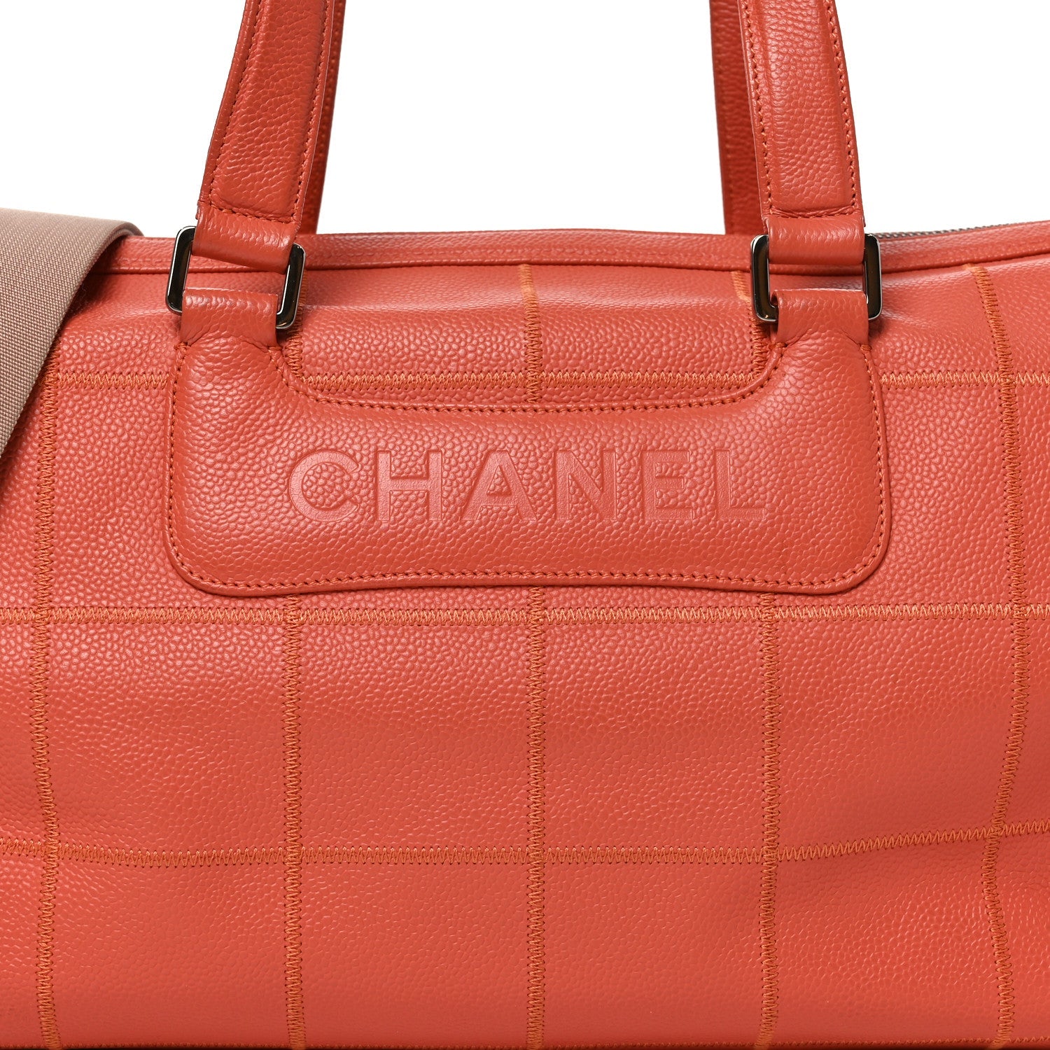 Chanel Caviar Square Stitched Large Tote Orange