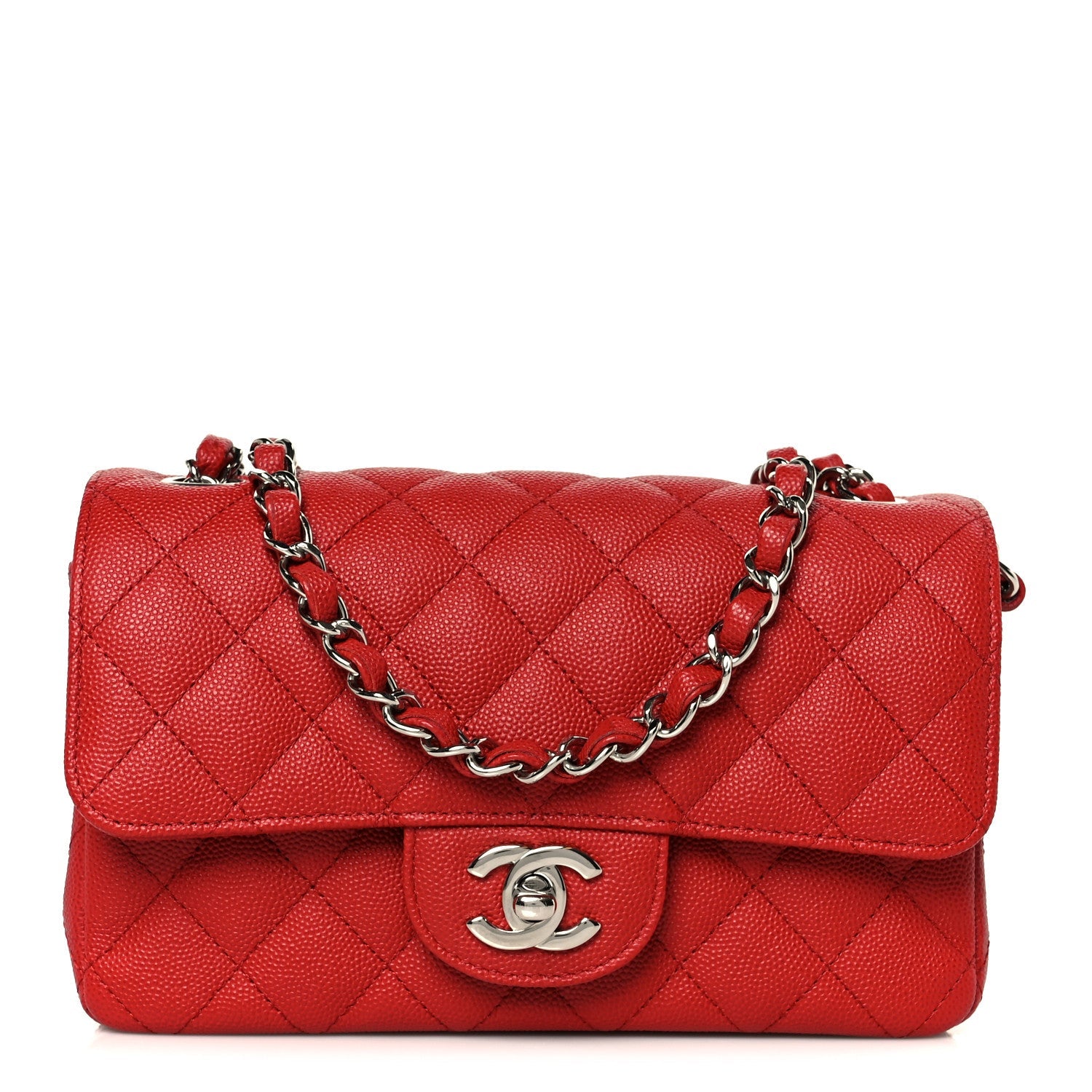 Chanel Caviar Quilted Mini Rectangular Flap Red