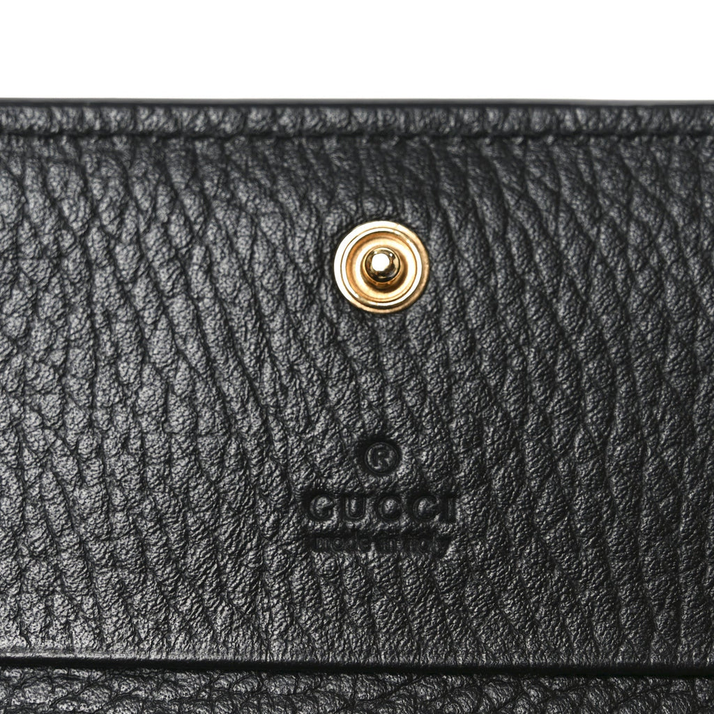 Gucci Dollar Calfskin GG Supreme Monogram GG Marmont Card Case Black Beige Ebony