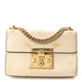 Gucci Grained Calfskin Bee Star Small Padlock Shoulder Bag White