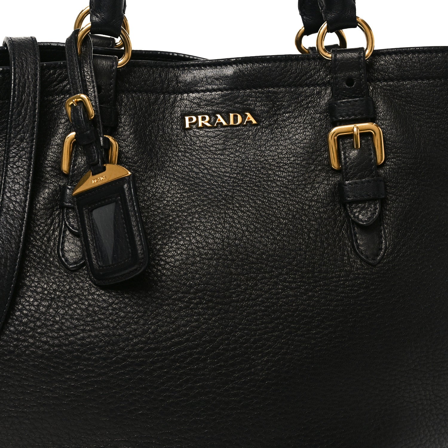 Prada Vitello Daino Tote Black