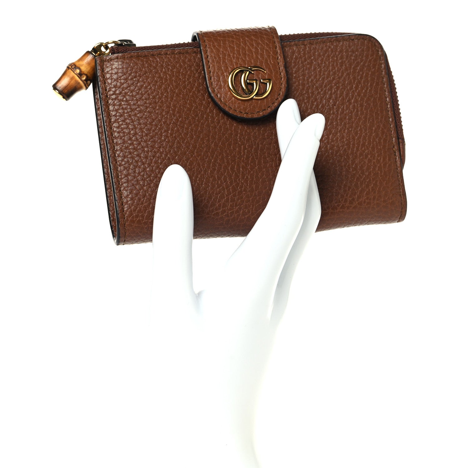 Gucci Piuma Calfskin Medium Bamboo Double G Wallet Cuir