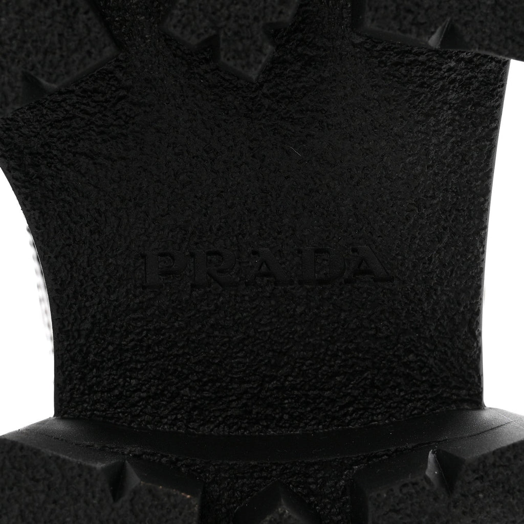 Prada Spazzolato Rois Nylon Metal Triangle Logo Monolith Pouch Pocket 55mm Boots 37 Black