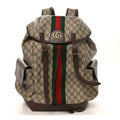 Gucci GG Supreme Monogram Medium Ophidia Double Buckle Backpack Brown