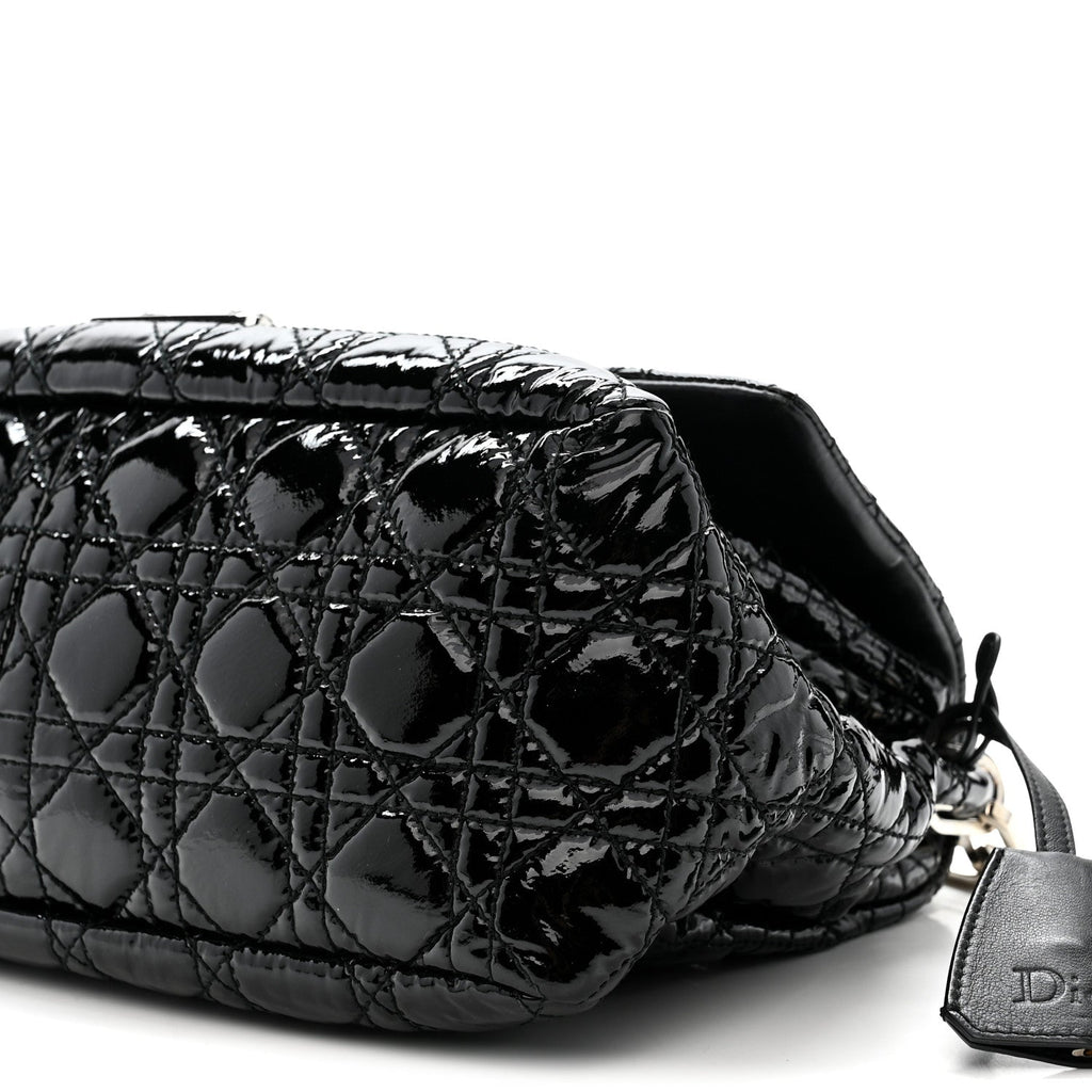 Christian Dior Patent Cannage New Lock Flap Black
