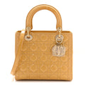 Christian Dior Patent Cannage Medium Lady Dior Beige