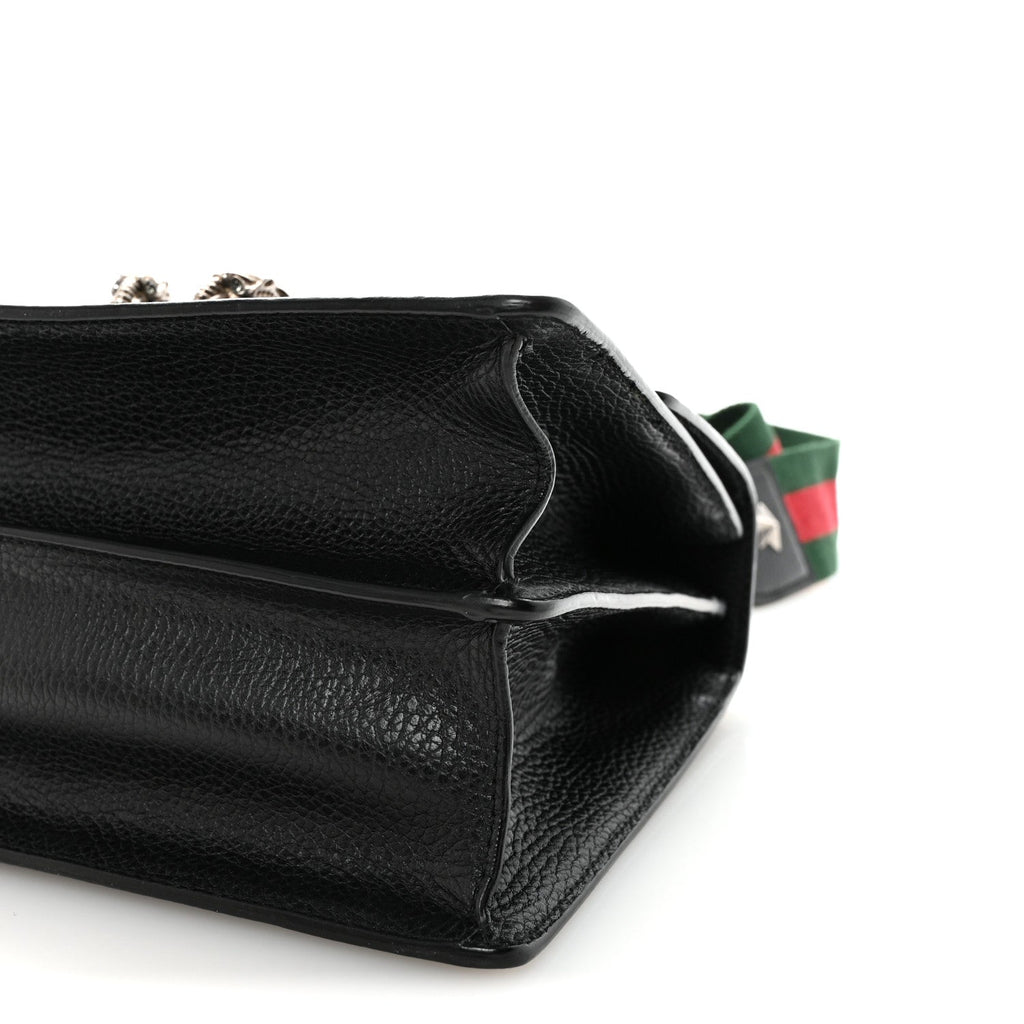 Gucci Dollar Calfskin Crystal Web Medium Dionysus Bamboo Top Handle Bag Black Black Diamond