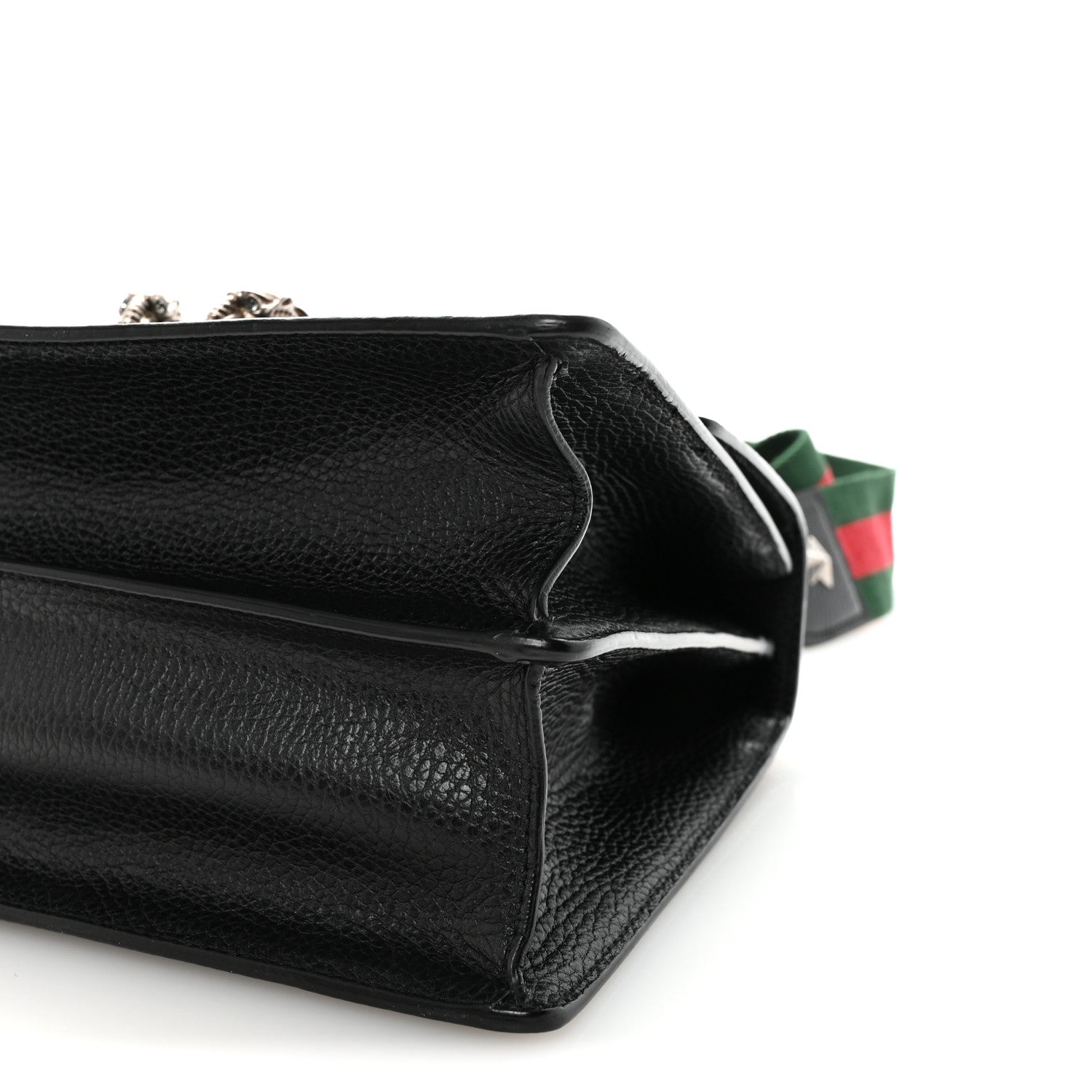 Gucci Dollar Calfskin Crystal Web Medium Dionysus Bamboo Top Handle Bag Black Black Diamond