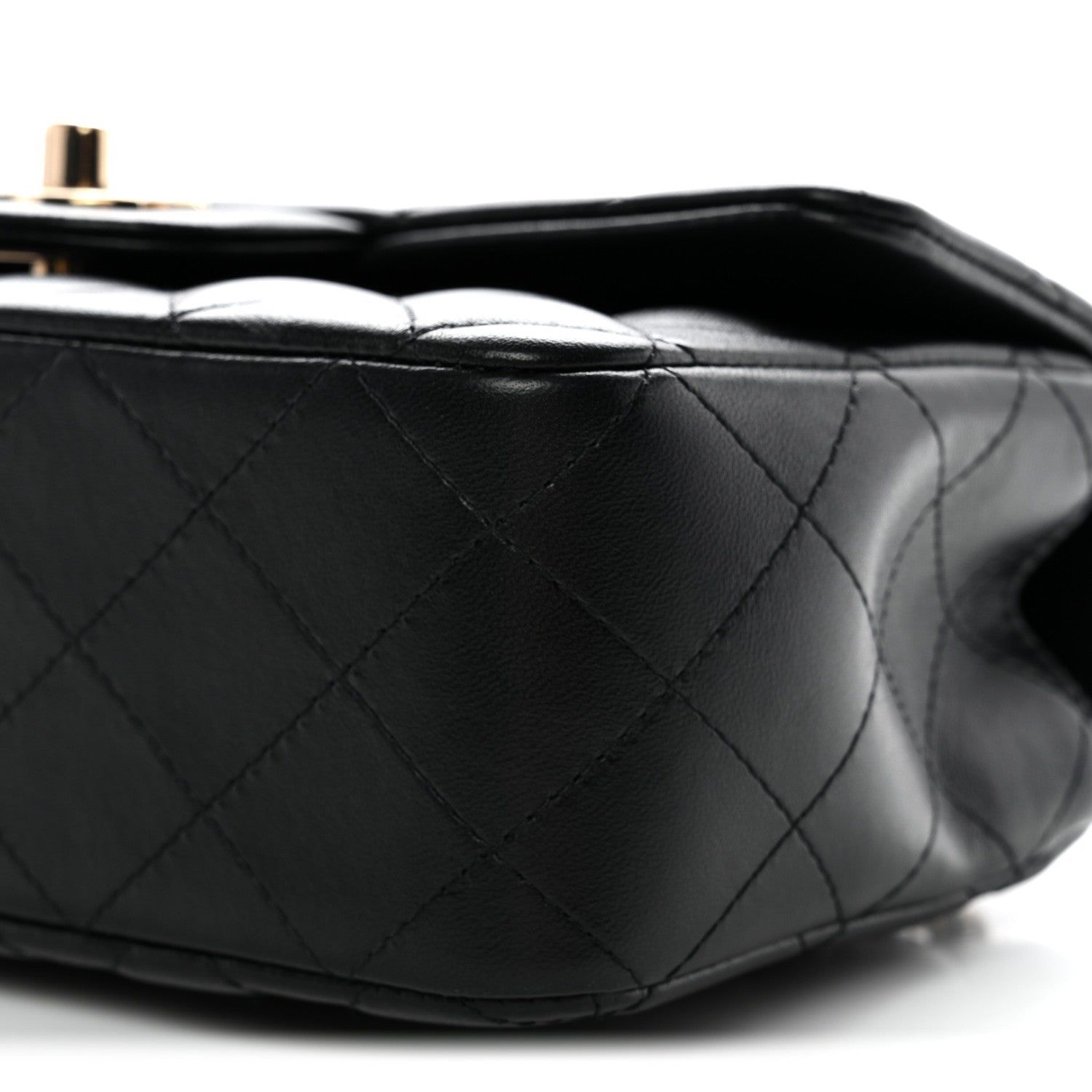 Chanel Lambskin Quilted Mini Top Handle Rectangular Flap Black