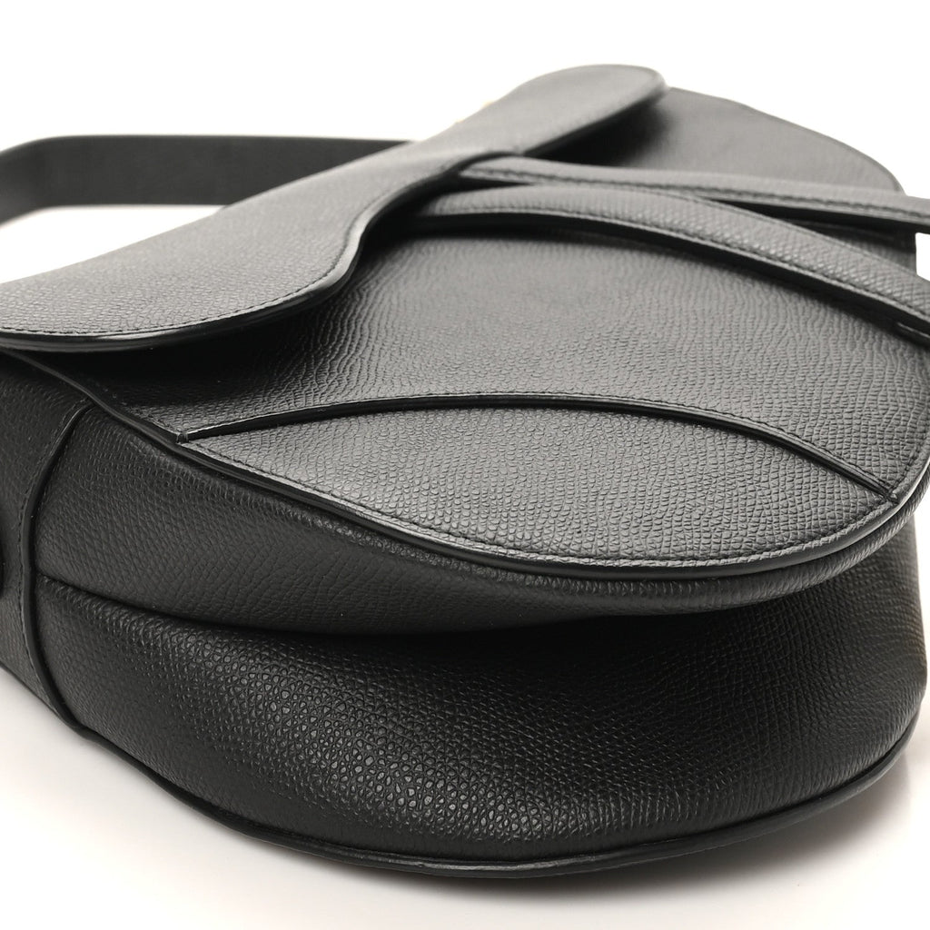 Christian Dior Grained Calfskin Saddle Bag Black