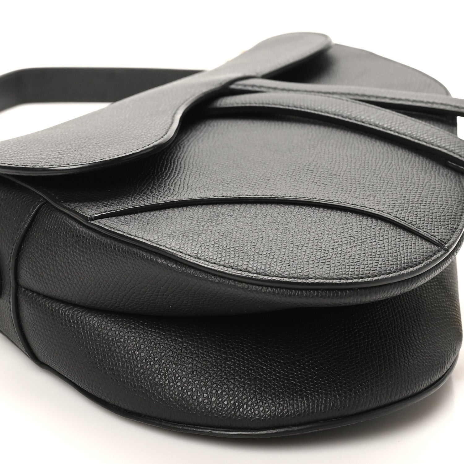 Christian Dior Grained Calfskin Saddle Bag Black
