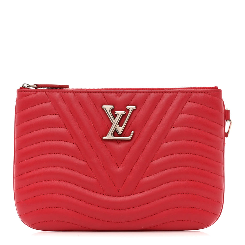 Louis Vuitton Calfskin New Wave Zipped Pochette Ecarlate