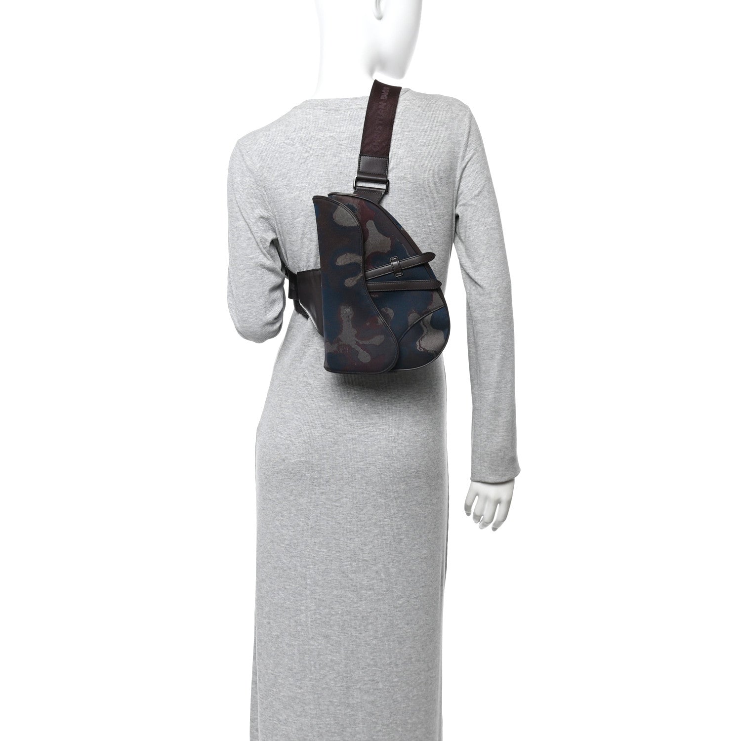 Christian Dior X PETER DOIG Denim Camouflage Saddle Bag Brown