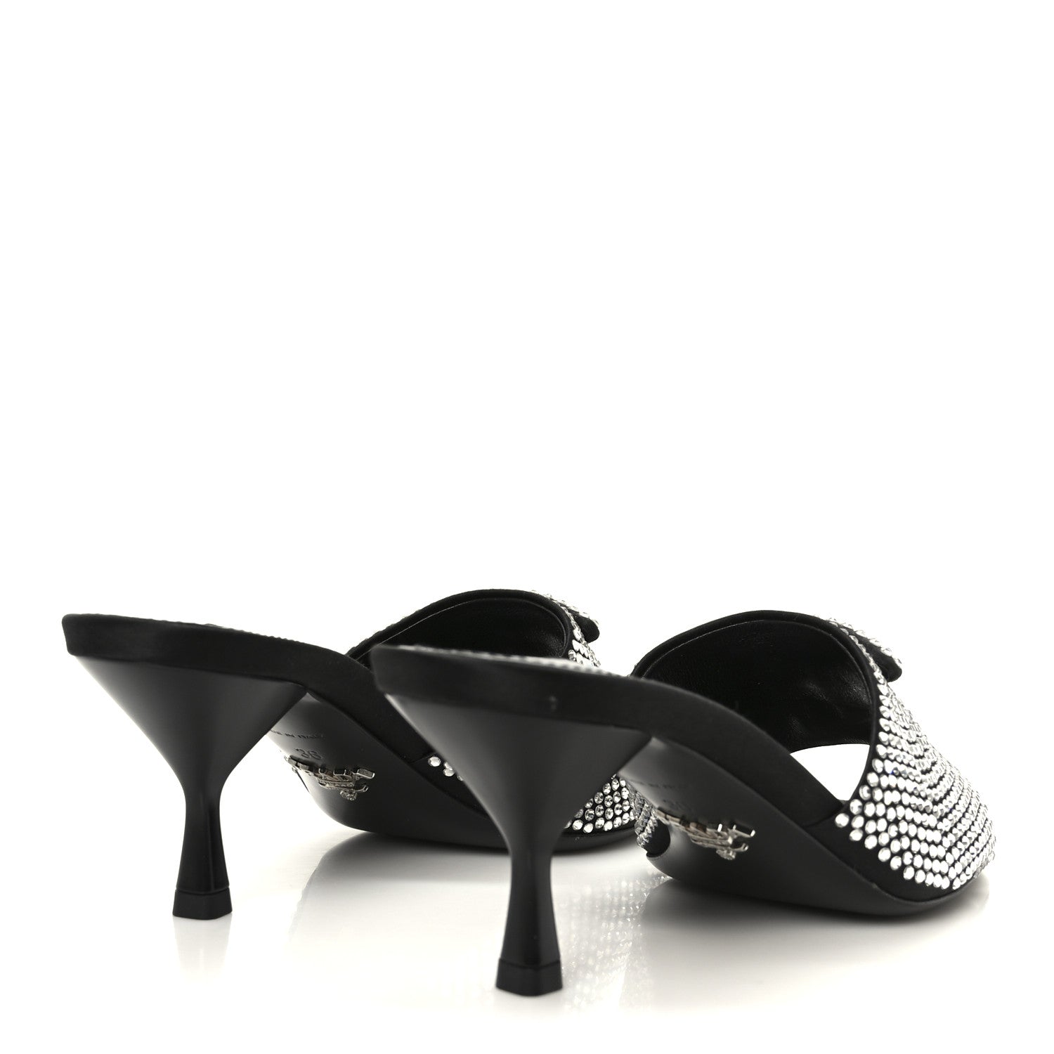 Prada Satin Crystal Logo 65mm Slide Sandals 36 Cristal
