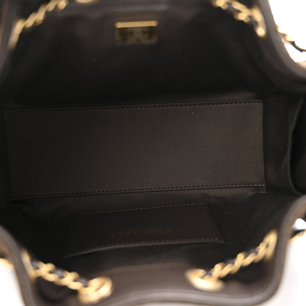 Chanel Suede Quilted Mini Chanel 25 Handbag Dark Brown