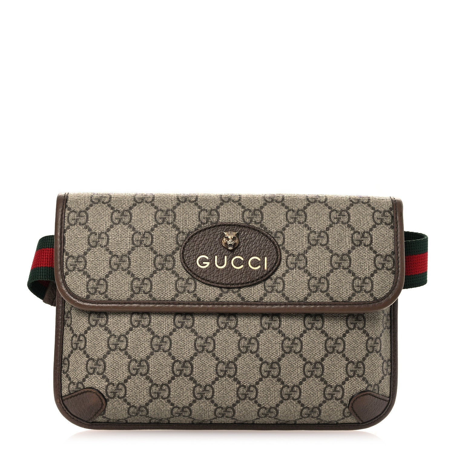 Gucci GG Supreme Monogram Neo Vintage Web Belt Bag Brown