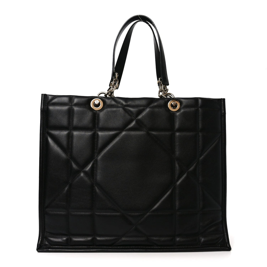 Christian Dior Calfskin Archicannage Large Essential Tote Black