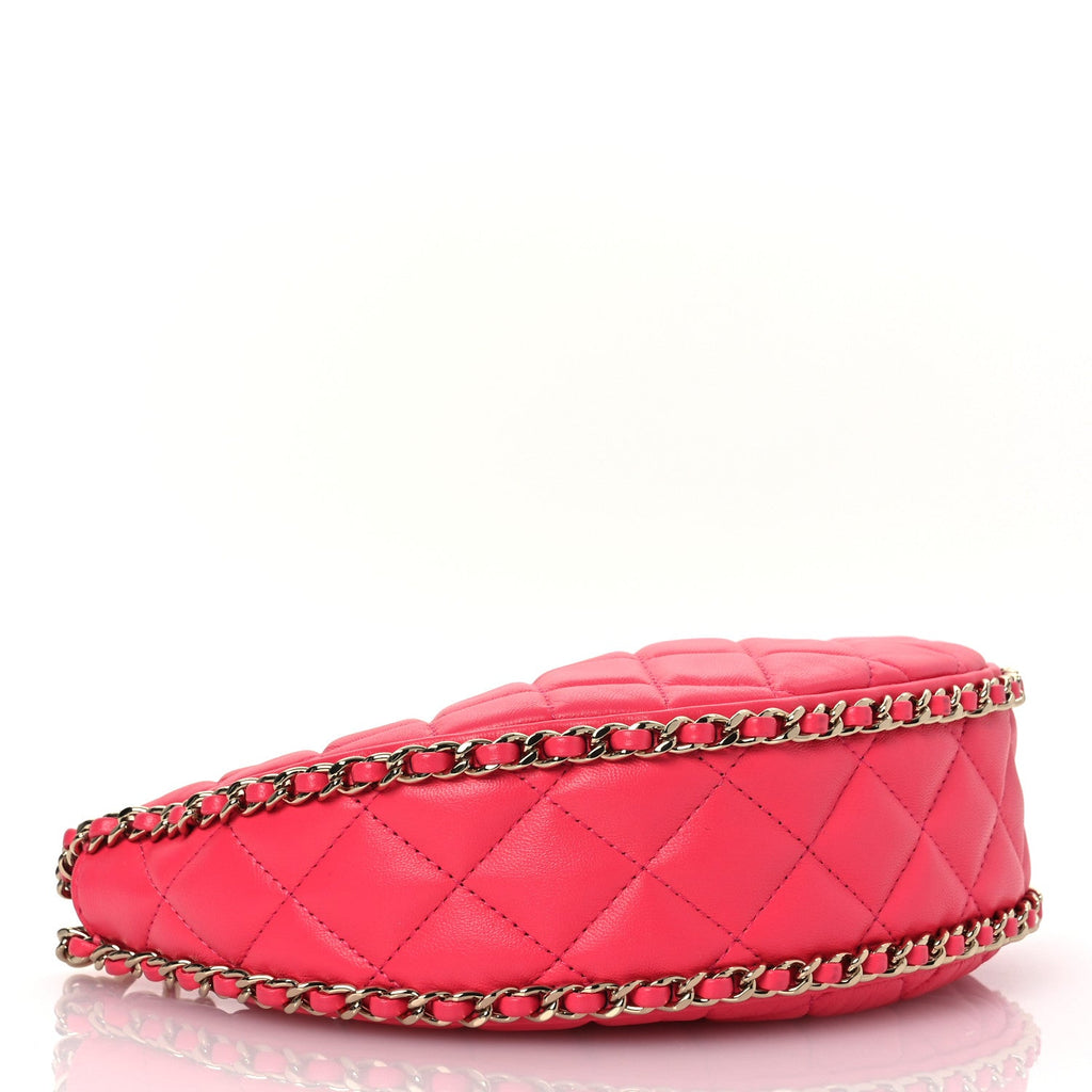 Chanel Lambskin Quilted Chain Around Hobo Pink