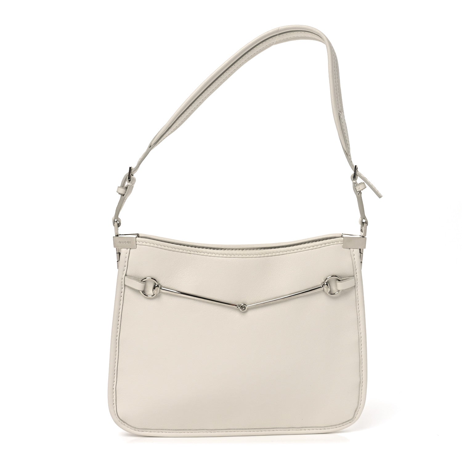Gucci Calfskin Horsebit Slim Shoulder Bag White