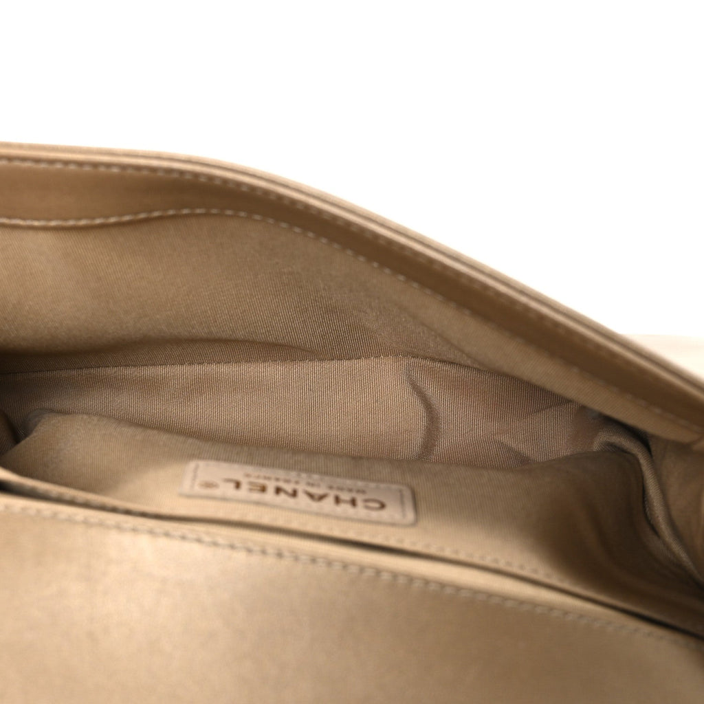 Chanel Metallic Lambskin Medium Scaled Boy Flap Gold