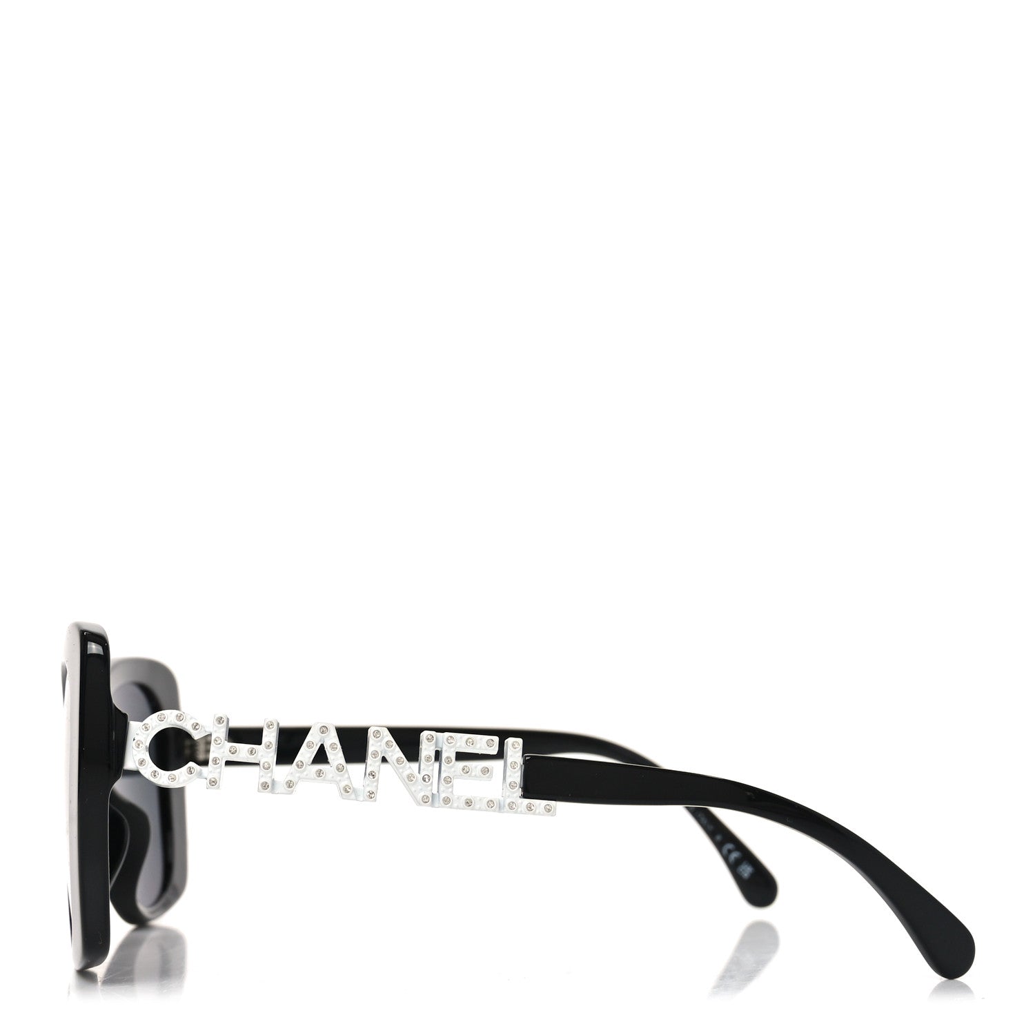 Acetate Strass Square Sunglasses 5422-B-A Black White