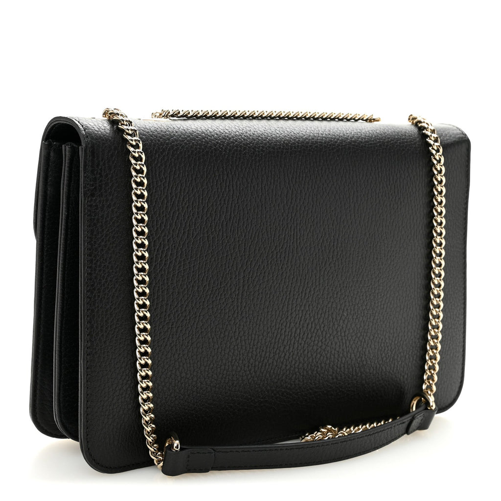 Gucci Dollar Calfskin Interlocking G Shoulder Bag Black