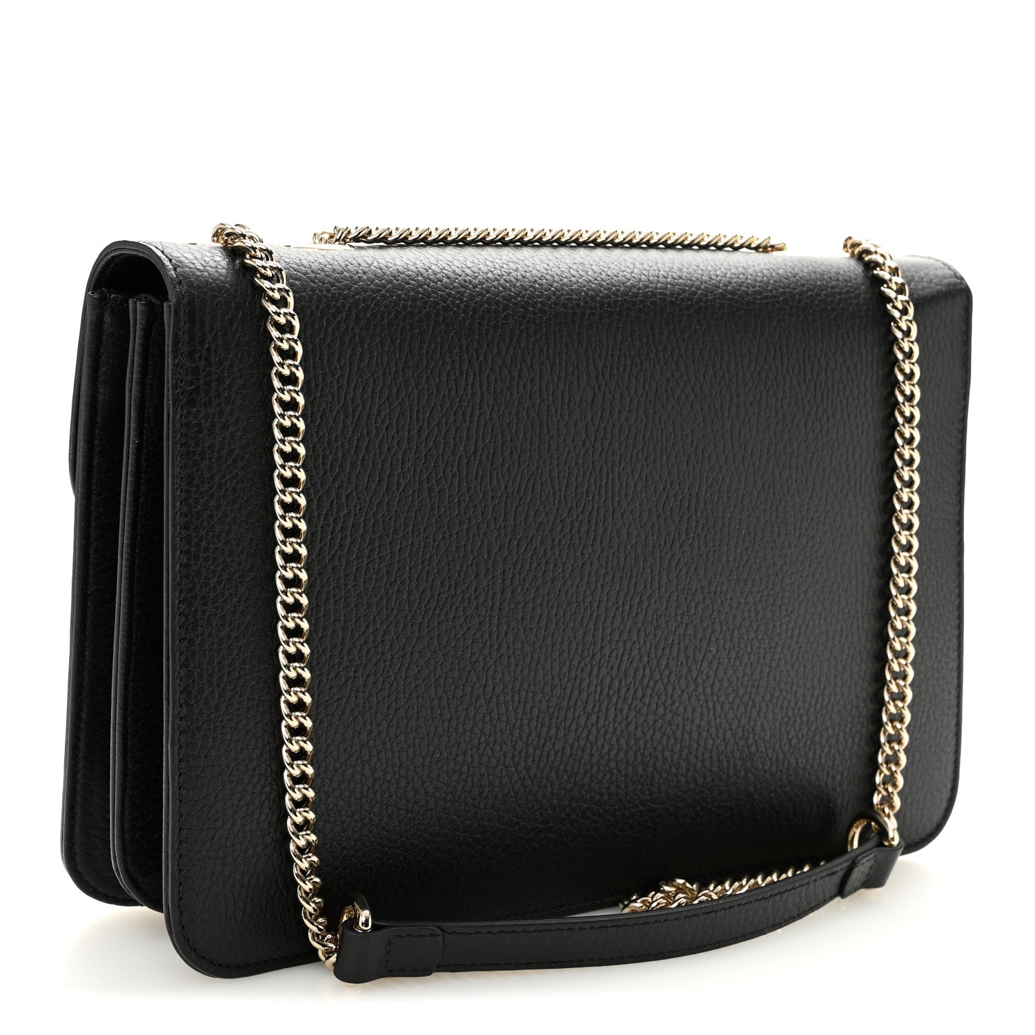 Gucci Dollar Calfskin Interlocking G Shoulder Bag Black
