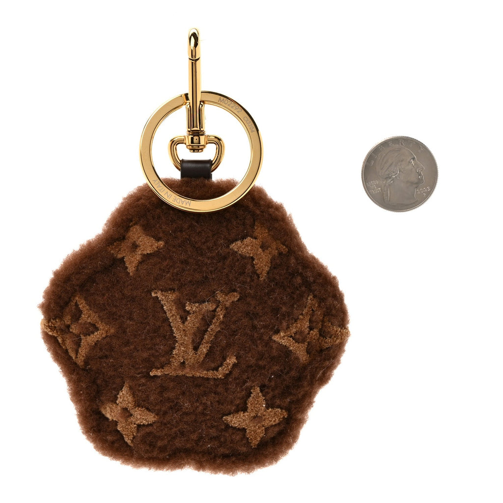 Louis Vuitton Shearling LV Paw Key Holder Bag Charm Brown