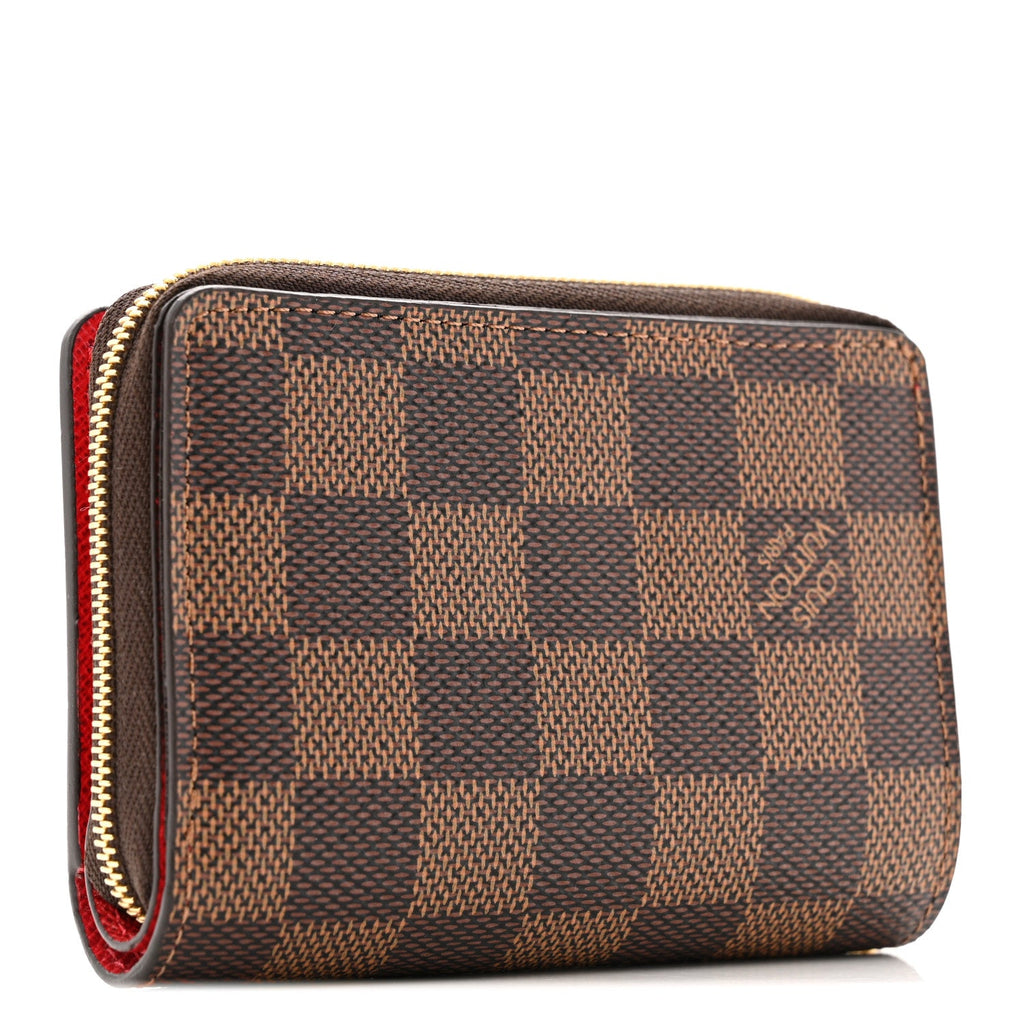 Louis Vuitton Damier Ebene Lou Zippy Compact Wallet Cerise Red