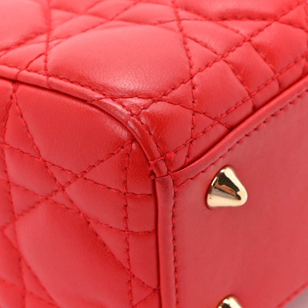 Christian Dior Lambskin Cannage Small My ABCDior Lady Dior Red