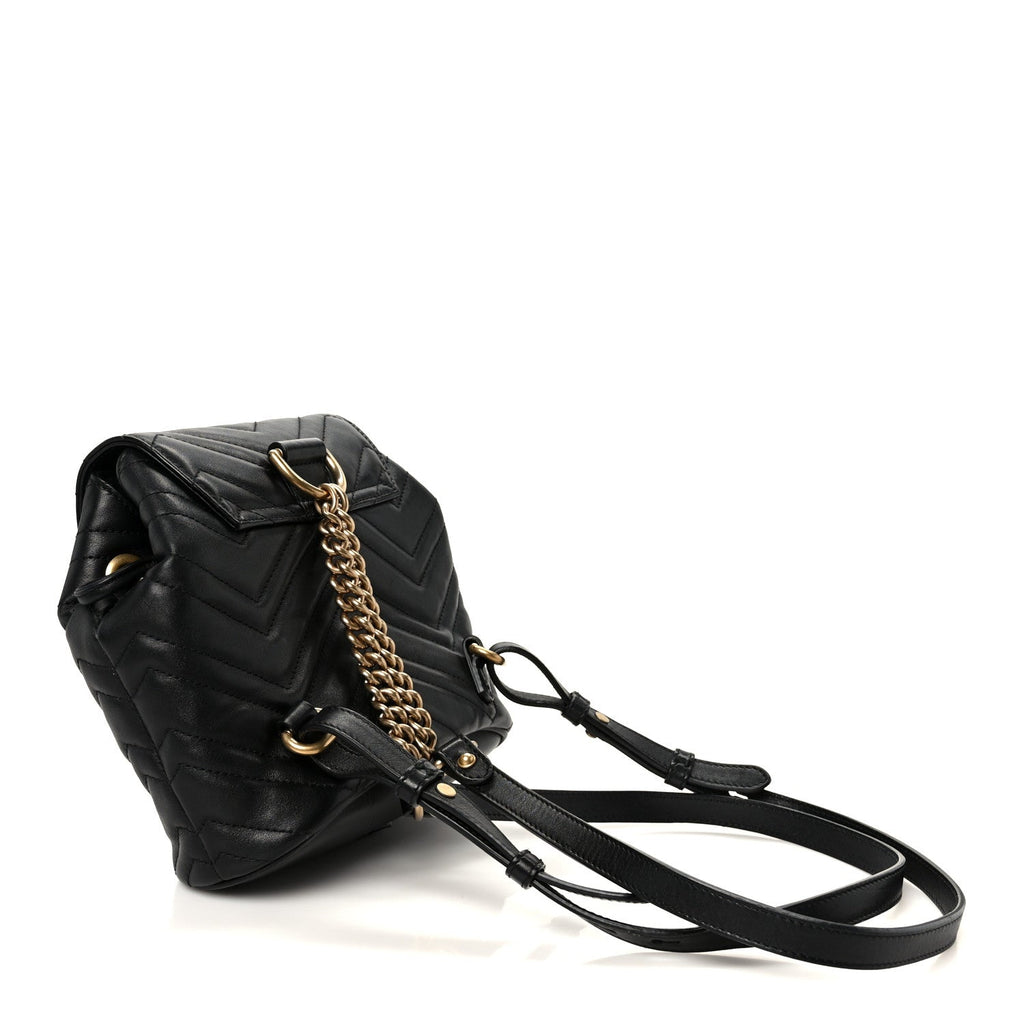 Gucci Calfskin Matelasse GG Marmont Flap Backpack Black