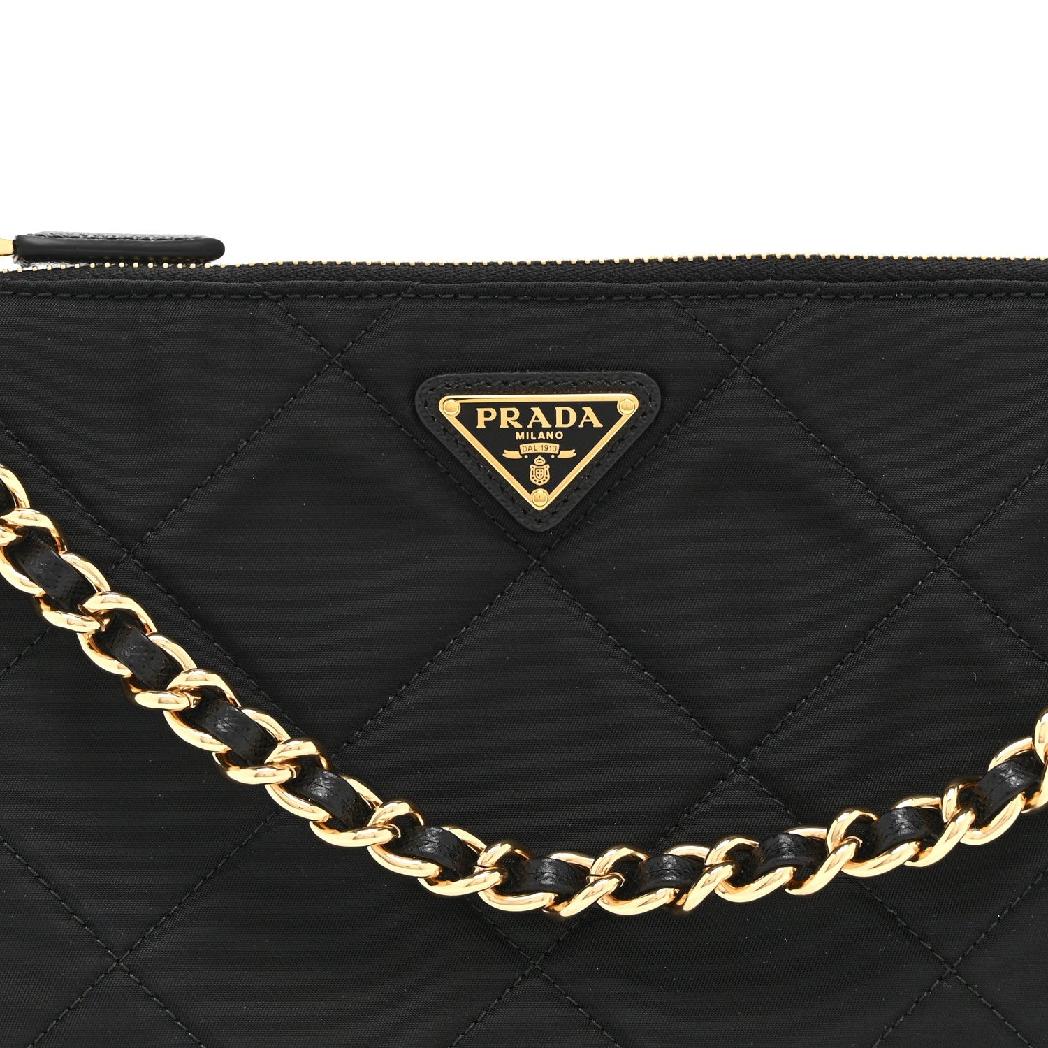 Prada Re-Nylon Tessuto Impuntu Quilted Re-Edition 1995 Chaine Pouch Black