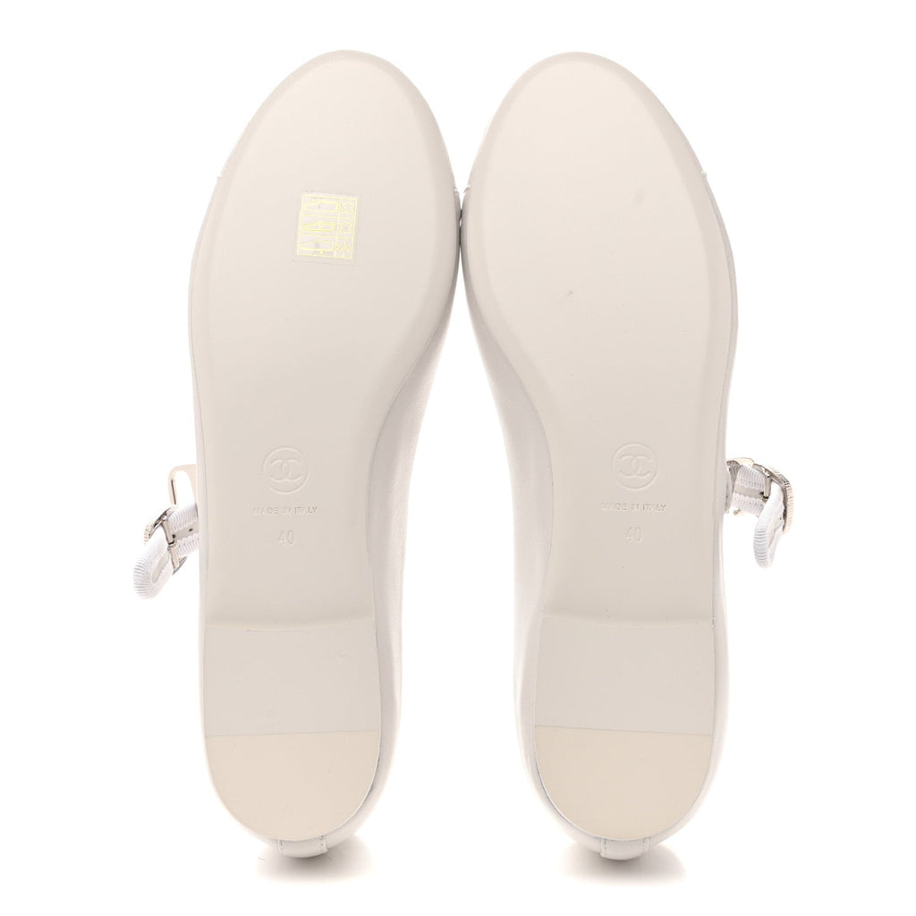 Lambskin Mary Jane Flats 40 White